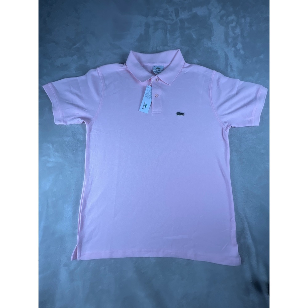 Lacoste Mens Classic Fit Pique Polo Shirt Pink Short Sleeve Size 5 L L1212